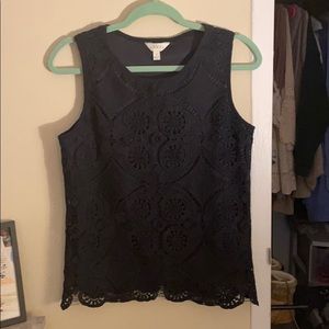 Navy Blue Lace Top